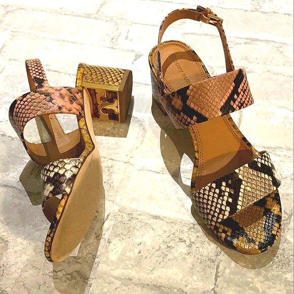 Tory Burch sling back heels Tory Burch Sandals Snake Print Leather gigi heels - Picture 10 of 11